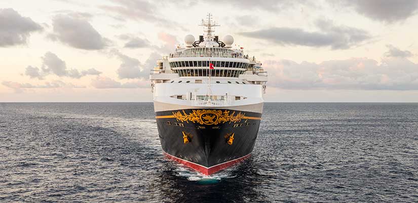 Head on view of the Disney Magic cruise ship