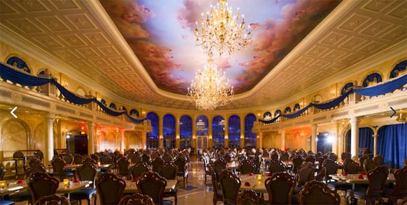 View of the Dining Rook at the Be Our Guest restaurant in Magic Kingdom