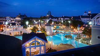 View of the Stormalong Bay pool at night