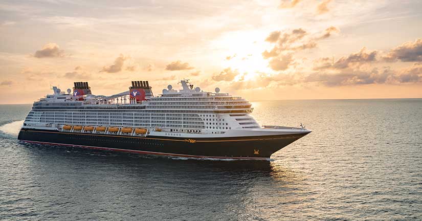 The Disney Wish at sea.
