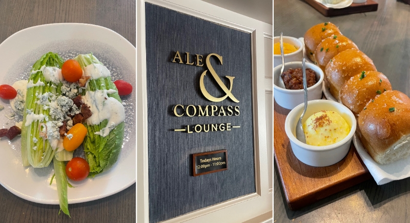 Ale and Compass salad and rolls at Ale and Compass